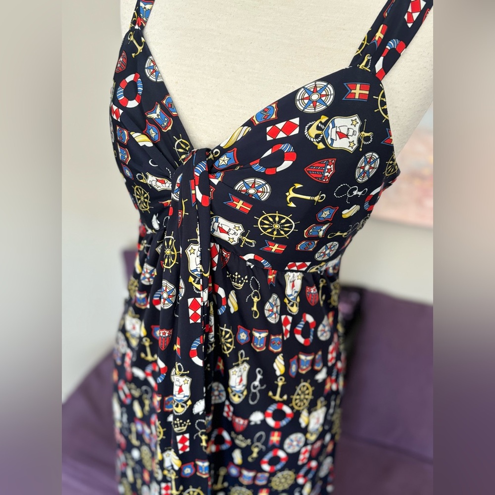 Bianca Nygard Nautical Print Mid Length‎ Summer Dress With Size 16 - Picture 7 of 13